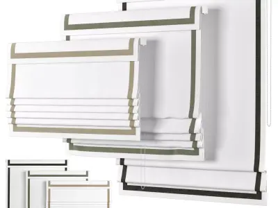 Roman Curtains 23 LOGANOVA Shades FAUX LINEN BORDER 3D model