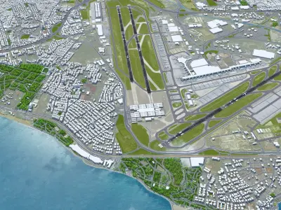 Istanbul Ataturk Airport 10km Low-poly 3D model