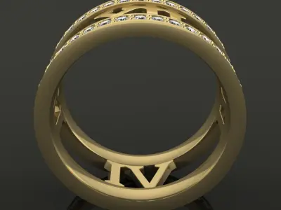 Roman Numeral Diamond Band Mix Size 3D print model