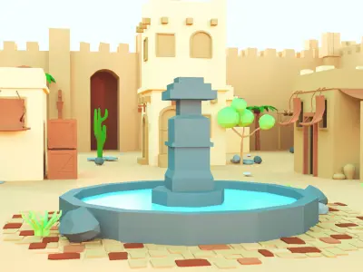 Desert Fortress  Low Poly Middle Eastern Village Pack Low-poly 3D model