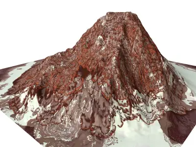 Red Snow ICE Mountain Canyon Desert Low Poly Terrain Rock 6 Low-poly 3D model