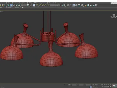 AMANDA five light chandelier with gold and glass shades Low-poly 3D model