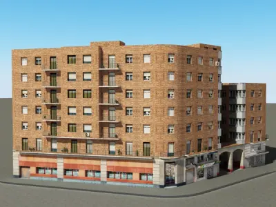 Building apartment - apartment Low-poly 3D model