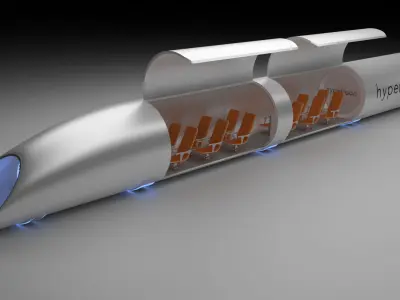 Hyperloop futuristic high speed train 3D model