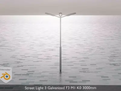 Street Light 3 Galvanized F3 M1 K0 3000mm Low-poly 3D model