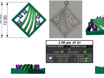 Ring earrings pendant wires set 3D print model