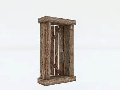 Old Wooden Door 02 Low-poly 3D model