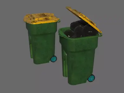 Garbage can Low-poly 3D model