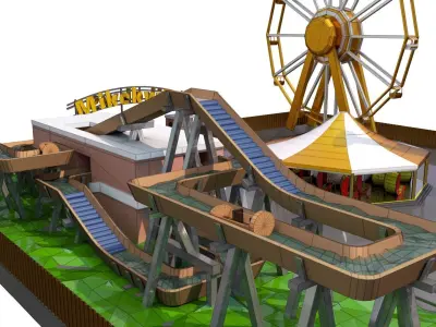 Low Poly Theme Park 3D model