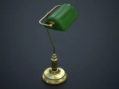 Antique Bankers Desk Lamp Green Low-poly 3D model