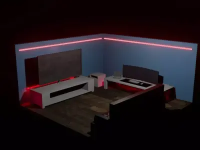 GamingRoom living room with lighting Low-poly 3D model