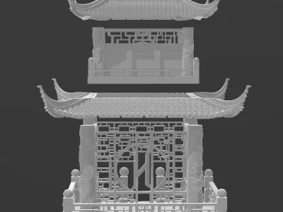 China Two Storey Dragon Palvilion 3D print model