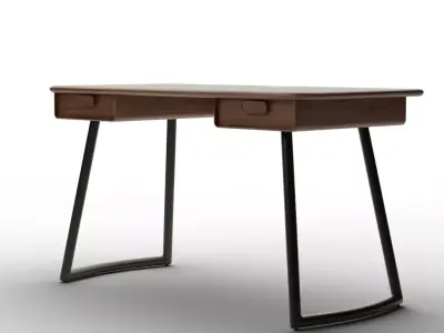 Minimalist Mid-Century Crane Writing Desk - Solid Walnut Low-poly 3D model