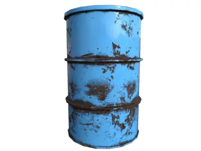 Barrel Blue Damage Low-poly 3D model