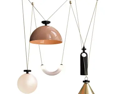 Shape Up 5 piece chandelier brushed brass  brushed copper von  3D model