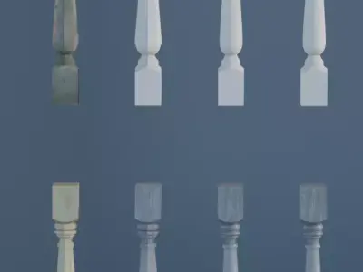 17 different models of Baluster and 11 different Smart Materials Free low-poly 3D model