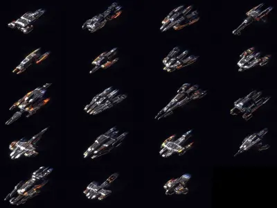 27 Lowpoly Sci-Fi Spaceship  Kitbash Bundle Pack Bundle Package Low-poly 3D model