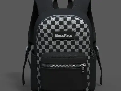 Backpack bag baggage Color 3d pockets  Low-poly 3D model
