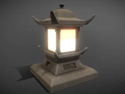 12 Stone Lanterns Low-poly 3D model