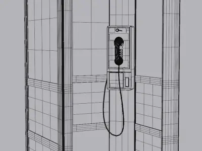 Urban Phone Booth with Graffiti - Realistic 3D Model 3D model