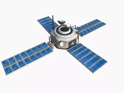 Satellite H07 Dirty Blue - SciFi Space Design Low-poly 3D model
