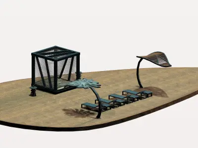 Poolside design  Low-poly 3D model