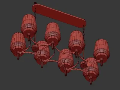MANCHESTER modern chandelier with six glass shades 3D model