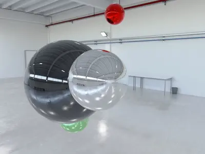 HDRI - Industrial Hangar Hall Interior 6b - 2 versions Texture