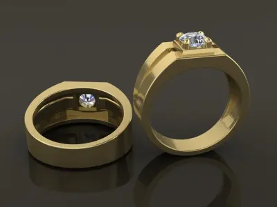 Diamond Signet Ring Band Mix Size STYLE 32  3D print model