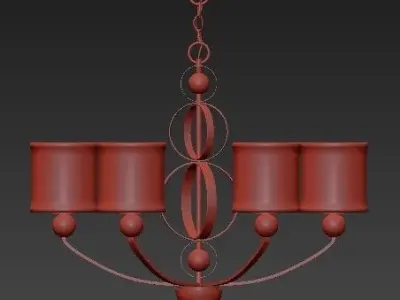 Cerchi light chandelier in chrome with shades 3D model