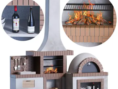 Brick barbecue 01 3D model