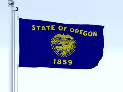 Animated Oregon Flag Low-poly 3D model
