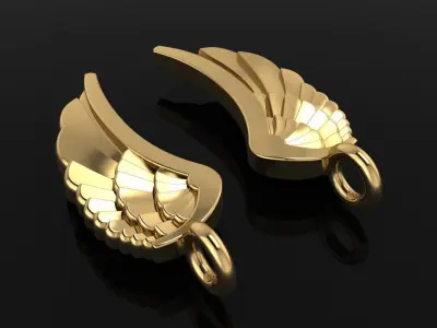 ANGEL WING DOUBLE SIDES PENDANT MID SIZE 3D print model