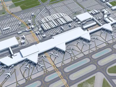 Josep Tarradellas Barcelona-El Prat Airport 10km Low-poly 3D model