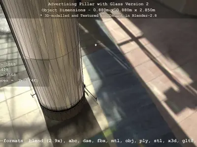 Advertising Pillar with Glass 2 Low-poly 3D model