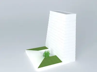 Prism building with plant in middle Free 3D model