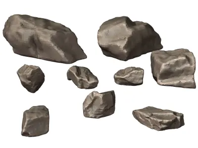 9 high detail rocks 3D model