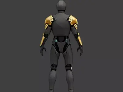 Sci-Fi Knight Robot Futuristic Cybernetic Warrior Character Low-poly 3D model