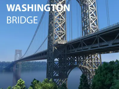 3D George Washington Bridge with Tollbooth  New York model 3D model