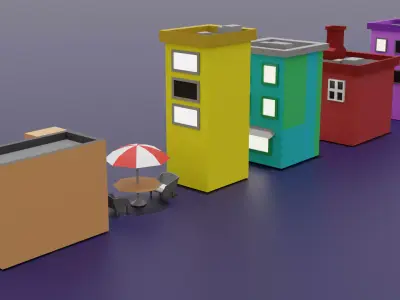 Low Poly City Buildings Pack 5 Stylized Game Ready Architecture  Low-poly 3D model