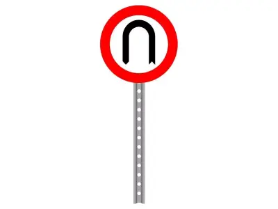 u turn road sign with curve 3D model