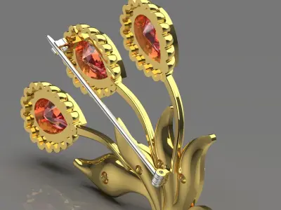 Luxury Gold printable cad Brooch sj0015 3D print model