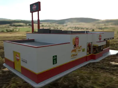 Krystal Hamburger Restaurant Low-Poly PBR Model Low-poly 3D model