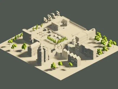 City Cartoon Stylish in White Color 3D model