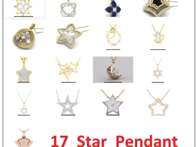 17 star pendant 3dm render detail bulk collection 3D Model Pack
