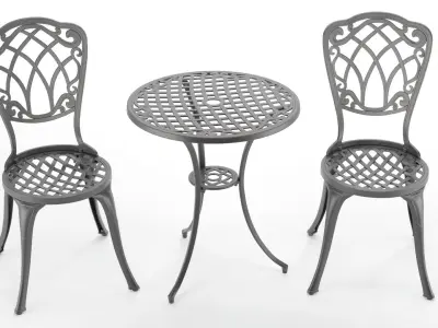 3 Piece Patio Cast Aluminium Bistro Set 3D model