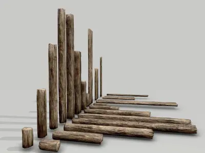 Wood Planks Low-poly 3D model