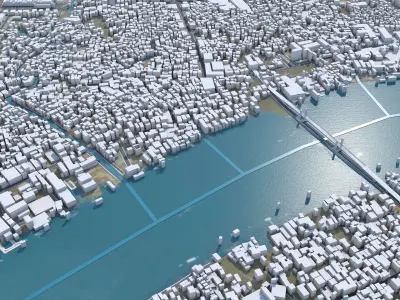 Palembang South Sumatra Indonesia 30km Low-poly 3D model