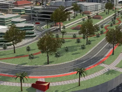 Fully Ready 3D Big City Two Land Bridge and Detailed Low-poly 3D model