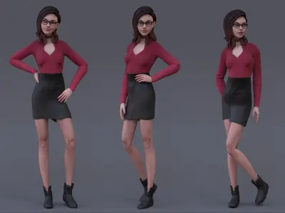 Cartoon Girl Rig Ver 2 Low-poly 3D model